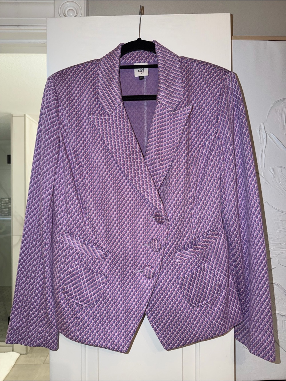 CAbi Imperial Lilac & Pink Patterned Women's Blazer Like New Size Medium